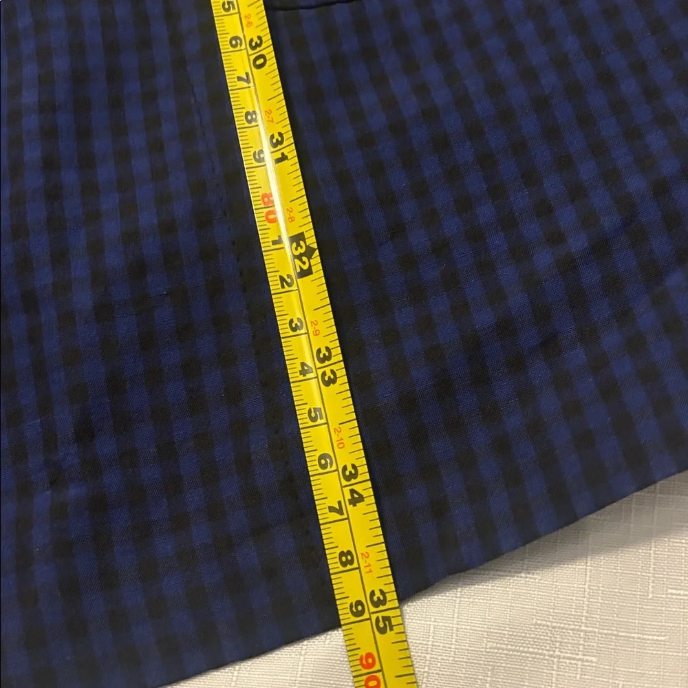 VTG Semantiks Dark Blue & Black Gingham Silk Linen Trench Coat SZ 22W peacoat - Picture 7 of 15